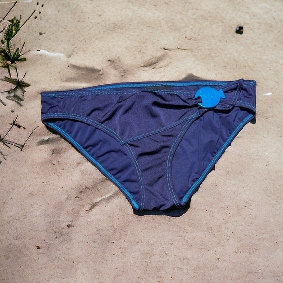 🌻Marc by Marc Jacobs Blue Fish Theme Bikini Bottoms Size Large - Picture 1 of 9